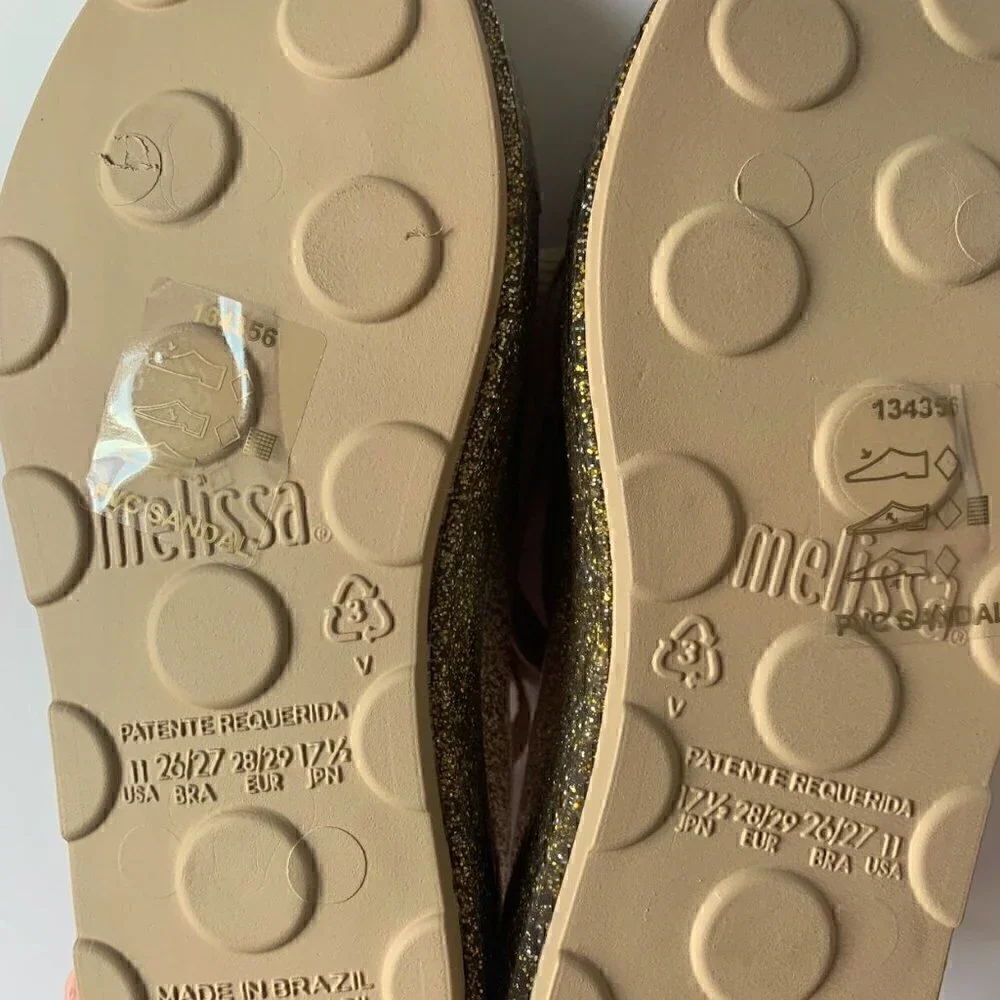NIB Mel Be by Melissa Girl Golden Sneakers, Size 12 Toddler